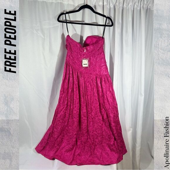 FREE PEOPLE MAKE AN ENTRANCE STRAPLESS DRESS IN PINK SIZE 2 NWT - Picture 5 of 6